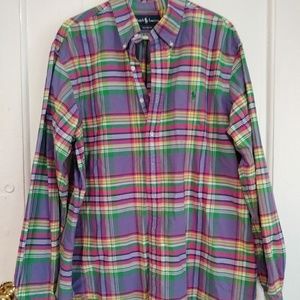 Ralph Lauren Purple plaid button down dress shirt